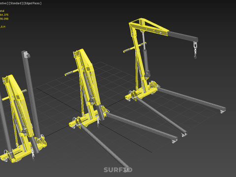 FOLDABLE COLLAPSIBLE FOLDING HYDRAULIC ENGINE CRANE HOIST LIFTER 3D Model
