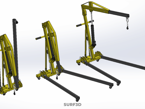FOLDABLE COLLAPSIBLE FOLDING HYDRAULIC ENGINE CRANE HOIST LIFTER 3D Model