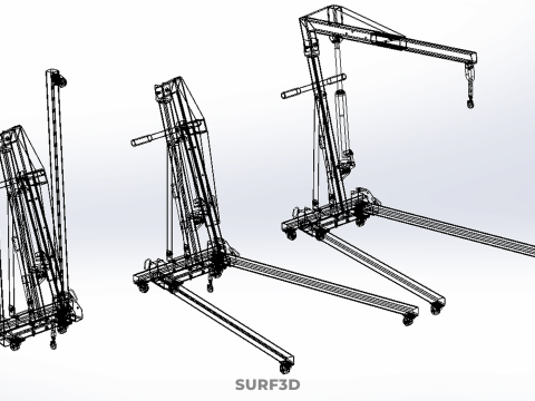 FOLDABLE COLLAPSIBLE FOLDING HYDRAULIC ENGINE CRANE HOIST LIFTER 3D Model