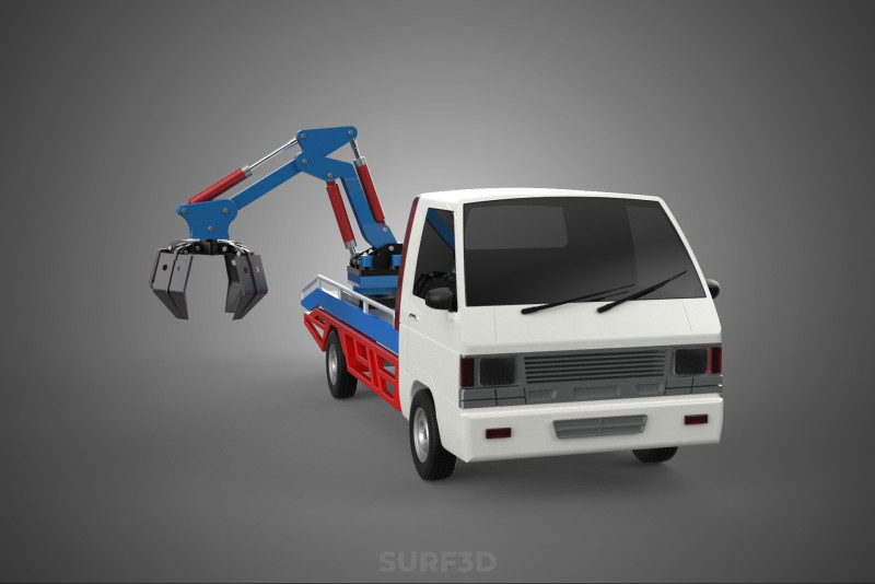 TRUCK PICK UP MOBILE CRANE HOIST LOAD LIFT GRABBER CLAW GRAPPLE 3D 模型 .c4d .max .obj .3ds .fbx .stl .blend