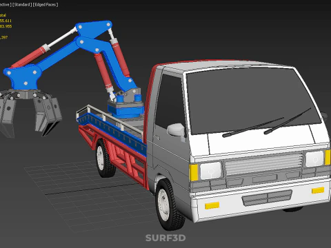 TRUCK PICK UP MOBILE CRANE HOIST LOAD LIFT GRABBER CLAW GRAPPLE 3D Model