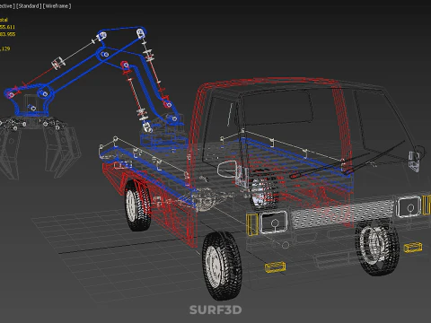 TRUCK PICK UP MOBILE CRANE HOIST LOAD LIFT GRABBER CLAW GRAPPLE 3D Model