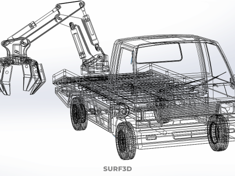 TRUCK PICK UP MOBILE CRANE HOIST LOAD LIFT GRABBER CLAW GRAPPLE 3D 模型