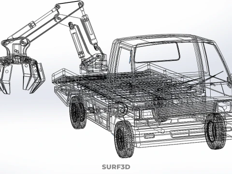 TRUCK PICK UP MOBILE CRANE HOIST LOAD LIFT GRABBER CLAW GRAPPLE 3D Model