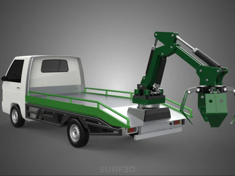 PICK UP PALM OIL FRUIT LOADER GRAB TRUCK CRANE GRABBER JAWS LIFT 3D Model