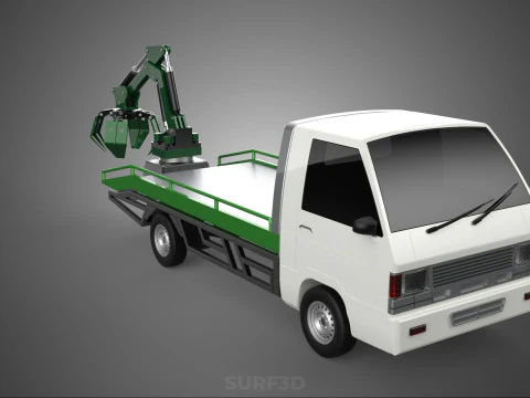 PICK UP PALM OIL FRUIT LOADER GRAB TRUCK CRANE GRABBER JAWS LIFT 3D Model