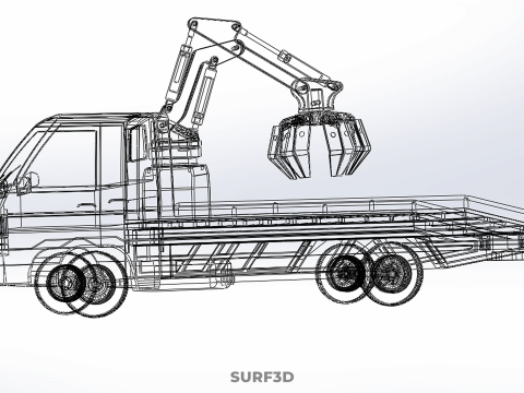 CAR PICK UP TRUCK WOOD LOG TREE LOADER GRAB CRANE LIFTER GRABBER 3D-Modell