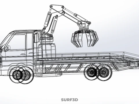 CAR PICK UP TRUCK WOOD LOG TREE LOADER GRAB CRANE LIFTER GRABBER 3D Model