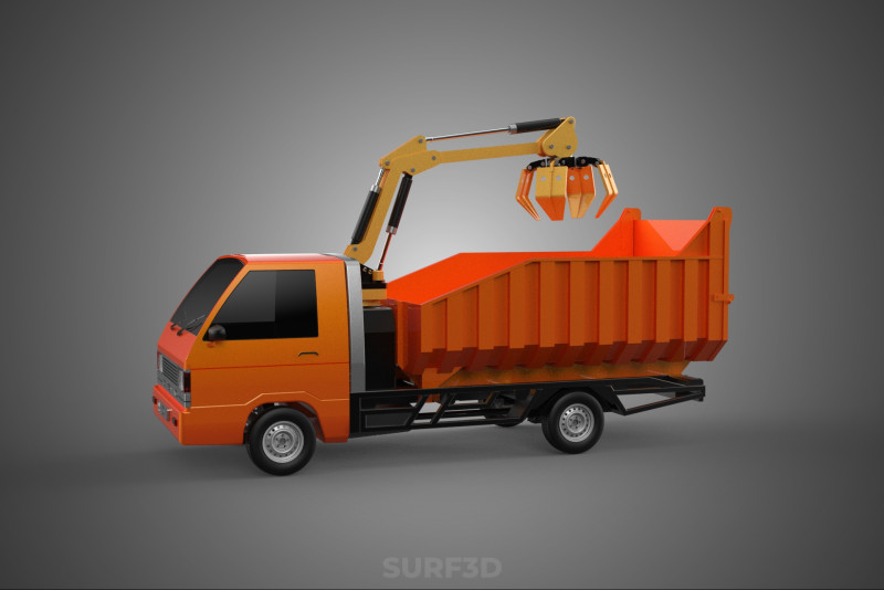 DUMP TRUCK GRAPPLE CAR PICK UP SCRAP GARBAGE GRABBER CRANE LIFT 3D Model .c4d .max .obj .3ds .fbx .stl .blend 