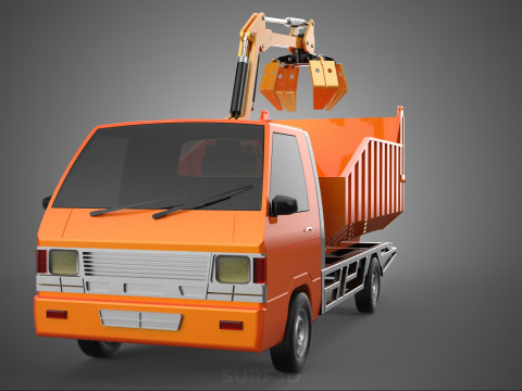DUMP TRUCK GRAPPLE CAR PICK UP SCRAP GARBAGE GRABBER CRANE LIFT 3D Model