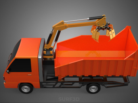 DUMP TRUCK GRAPPLE CAR PICK UP SCRAP GARBAGE GRABBER CRANE LIFT 3D Model