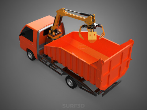 DUMP TRUCK GRAPPLE CAR PICK UP SCRAP GARBAGE GRABBER CRANE LIFT 3D Model