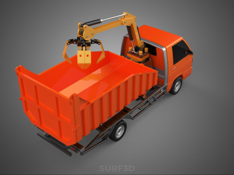 DUMP TRUCK GRAPPLE CAR PICK UP SCRAP GARBAGE GRABBER CRANE LIFT 3D Model