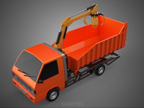 DUMP TRUCK GRAPPLE CAR PICK UP SCRAP GARBAGE GRABBER CRANE LIFT 3D Model