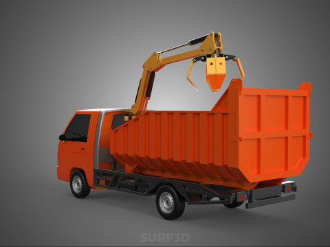 DUMP TRUCK GRAPPLE CAR PICK UP SCRAP GARBAGE GRABBER CRANE LIFT 3D Model