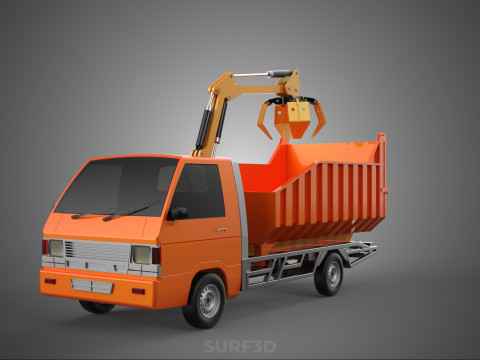 DUMP TRUCK GRAPPLE CAR PICK UP SCRAP GARBAGE GRABBER CRANE LIFT 3D Model