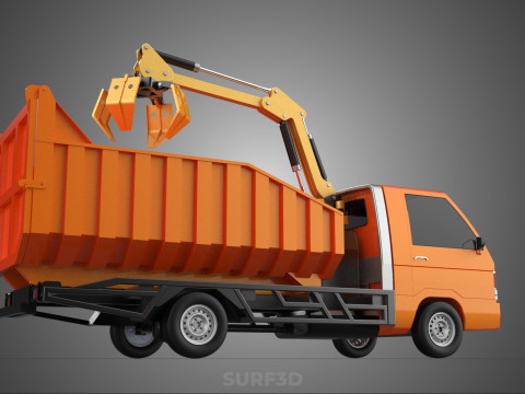 DUMP TRUCK GRAPPLE CAR PICK UP SCRAP GARBAGE GRABBER CRANE LIFT 3D Model
