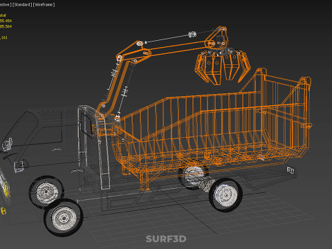 DUMP TRUCK GRAPPLE CAR PICK UP SCRAP GARBAGE GRABBER CRANE LIFT 3D Model