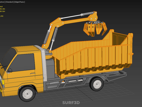 DUMP TRUCK GRAPPLE CAR PICK UP SCRAP GARBAGE GRABBER CRANE LIFT 3D Model