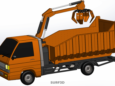 DUMP TRUCK GRAPPLE CAR PICK UP SCRAP GARBAGE GRABBER CRANE LIFT 3D Model