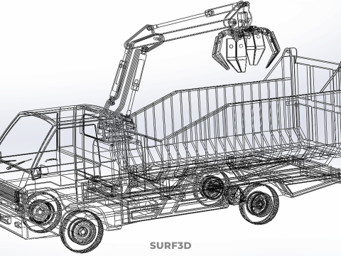 DUMP TRUCK GRAPPLE CAR PICK UP SCRAP GARBAGE GRABBER CRANE LIFT 3D Model