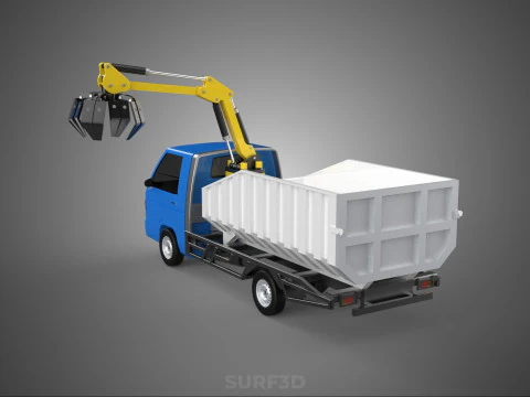 MINI-LKW-HYDRAULISCHER KRAN GREIFERARM SKIP-BEHÄLTER ABFALL-RECYCLING 3D Modell