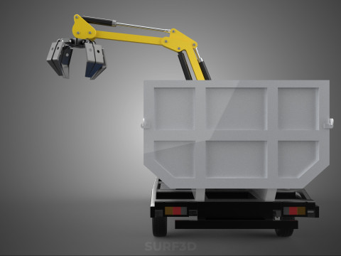 MINI TRUCK HYDRAULIC CRANE GRAPPLE ARM SKIP BIN WASTE RECYCLING Model 3D