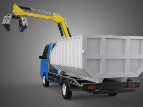 MINI TRUCK HYDRAULIC CRANE GRAPPLE ARM SKIP BIN WASTE RECYCLING Model 3D