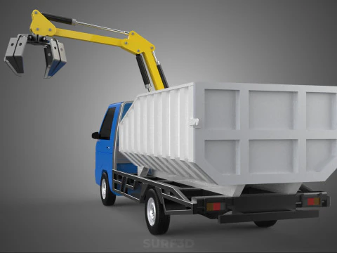 MINI TRUCK HYDRAULIC CRANE GRAPPLE ARM SKIP BIN WASTE RECYCLING 3D Model