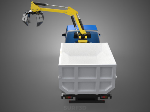 MINI TRUCK HYDRAULIC CRANE GRAPPLE ARM SKIP BIN WASTE RECYCLING Model 3D