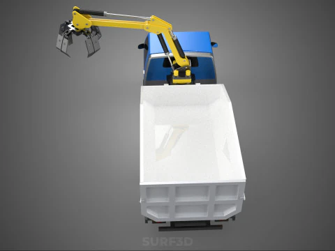 MINI TRUCK HYDRAULIC CRANE GRAPPLE ARM SKIP BIN WASTE RECYCLING 3D Model