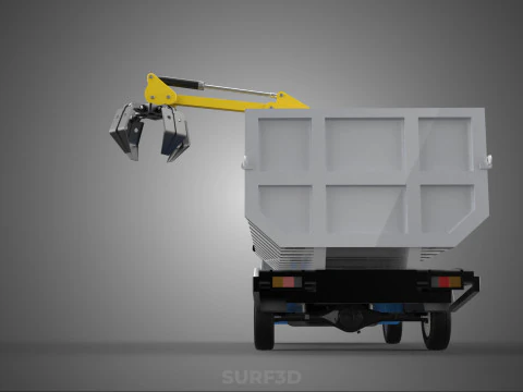 MINI TRUCK HYDRAULIC CRANE GRAPPLE ARM SKIP BIN WASTE RECYCLING 3D Model