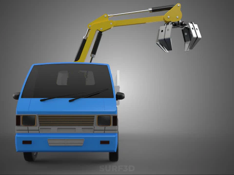 MINI TRUCK HYDRAULIC CRANE GRAPPLE ARM SKIP BIN WASTE RECYCLING 3D Model