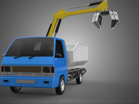 MINI TRUCK HYDRAULIC CRANE GRAPPLE ARM SKIP BIN WASTE RECYCLING 3D Model