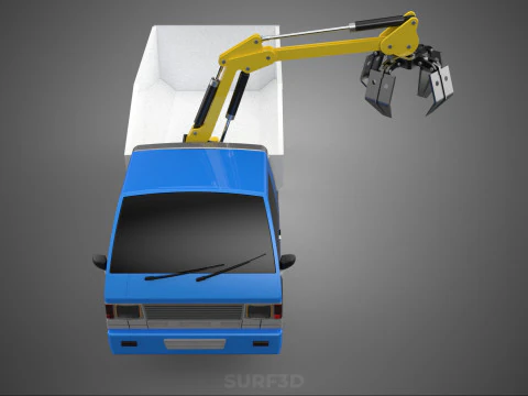 MINI TRUCK HYDRAULIC CRANE GRAPPLE ARM SKIP BIN WASTE RECYCLING 3D Model