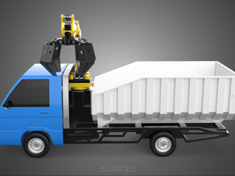 MINI TRUCK HYDRAULIC CRANE GRAPPLE ARM SKIP BIN WASTE RECYCLING Model 3D