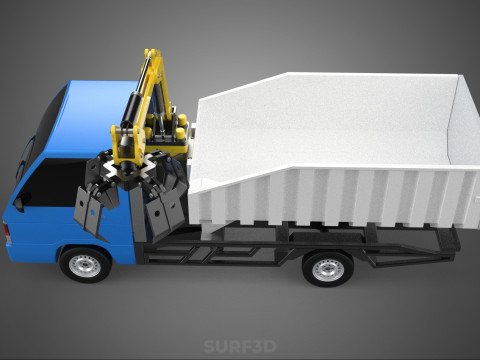 MINI TRUCK HYDRAULIC CRANE GRAPPLE ARM SKIP BIN WASTE RECYCLING Model 3D