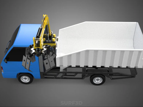 MINI TRUCK HYDRAULIC CRANE GRAPPLE ARM SKIP BIN WASTE RECYCLING 3D Model