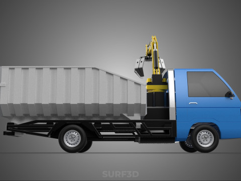 MINI TRUCK HYDRAULIC CRANE GRAPPLE ARM SKIP BIN WASTE RECYCLING Model 3D