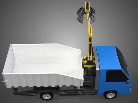 MINI TRUCK HYDRAULIC CRANE GRAPPLE ARM SKIP BIN WASTE RECYCLING Model 3D
