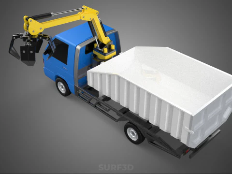 MINI TRUCK HYDRAULIC CRANE GRAPPLE ARM SKIP BIN WASTE RECYCLING 3D Model