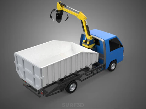 MINI TRUCK HYDRAULIC CRANE GRAPPLE ARM SKIP BIN WASTE RECYCLING 3D Model