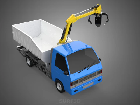 MINI TRUCK HYDRAULIC CRANE GRAPPLE ARM SKIP BIN WASTE RECYCLING 3D Model