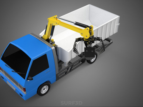 MINI TRUCK HYDRAULIC CRANE GRAPPLE ARM SKIP BIN WASTE RECYCLING Model 3D