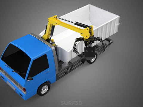 MINI TRUCK HYDRAULIC CRANE GRAPPLE ARM SKIP BIN WASTE RECYCLING 3D Model