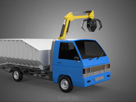 MINI TRUCK HYDRAULIC CRANE GRAPPLE ARM SKIP BIN WASTE RECYCLING 3D Model