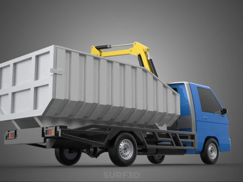 MINI TRUCK HYDRAULIC CRANE GRAPPLE ARM SKIP BIN WASTE RECYCLING 3D Model