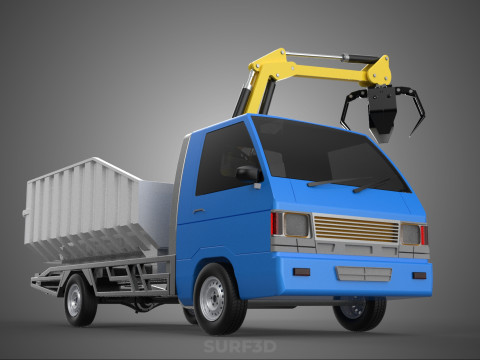 MINI TRUCK HYDRAULIC CRANE GRAPPLE ARM SKIP BIN WASTE RECYCLING Model 3D