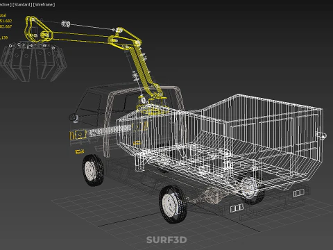MINI TRUCK HYDRAULIC CRANE GRAPPLE ARM SKIP BIN WASTE RECYCLING 3D Model