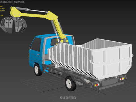 MINI TRUCK HYDRAULIC CRANE GRAPPLE ARM SKIP BIN WASTE RECYCLING 3D Model